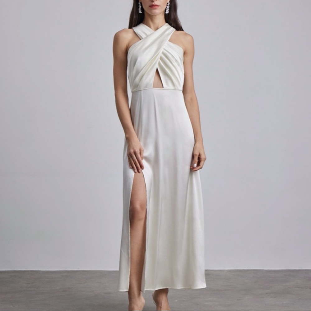 Silk Maison Cleopatra Bridal Silk Maxi Dress in Ivory size small